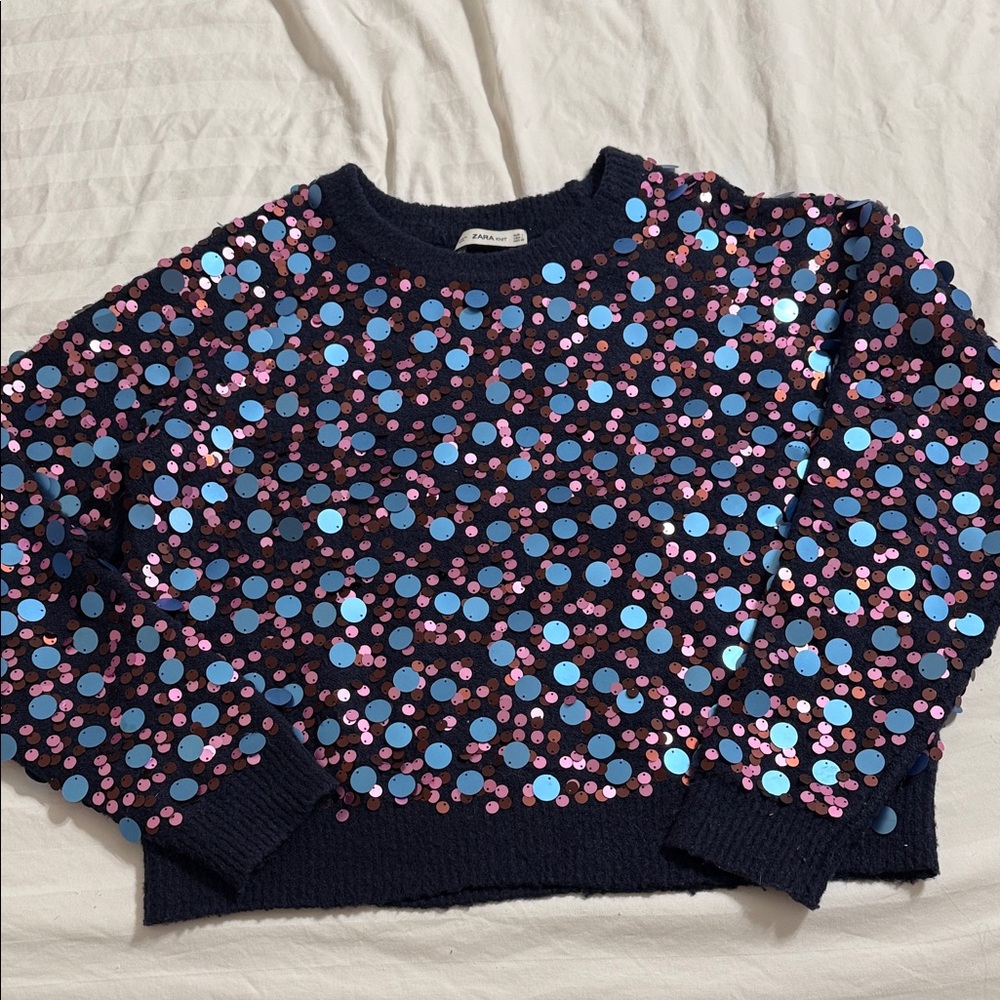 Zara Sequin Sweater - Pink and Blue